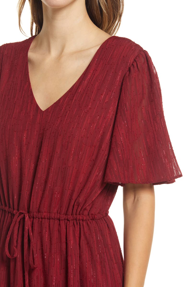 Julia Jordan Donna Ricco V-Neck Flutter Sleeve Maxi Dress, Alternate, color, 