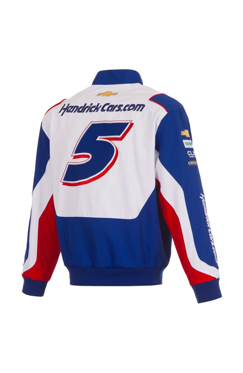 JH DESIGN Men's JH Design Royal/White Kyle Larson HendrickCars.com Full-Snap Twill Uniform Jacket, Alternate, color,