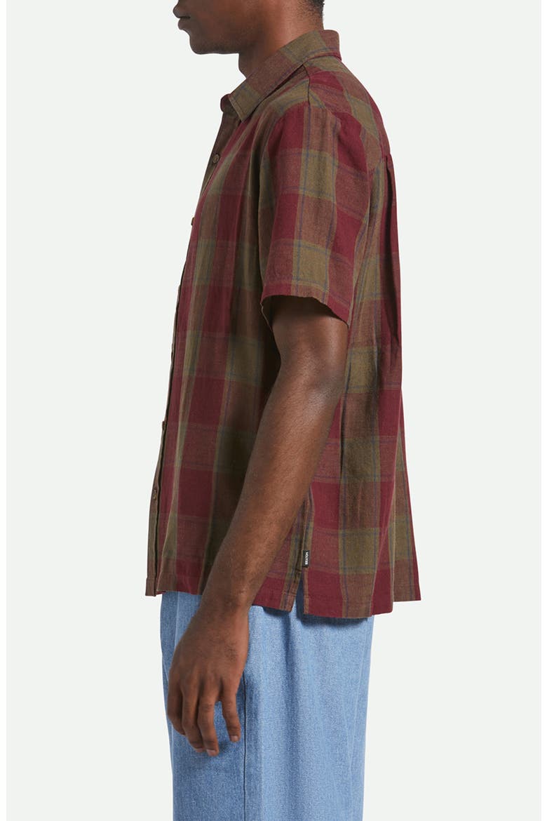 Cru Plaid Linen & Cotton Button-Up Shirt, Alternate, color, OLIVE SURPLUS/ PORT