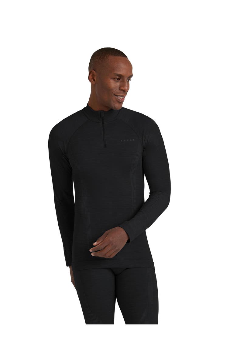 Falke Wool Tech Zip Base Layer Top, Main, color, Black