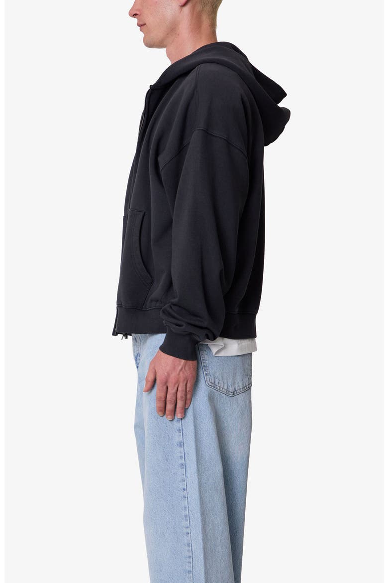 Heavyweight Basic Zip-Up Cotton Hoodie, Alternate, color, WASHED BLACK