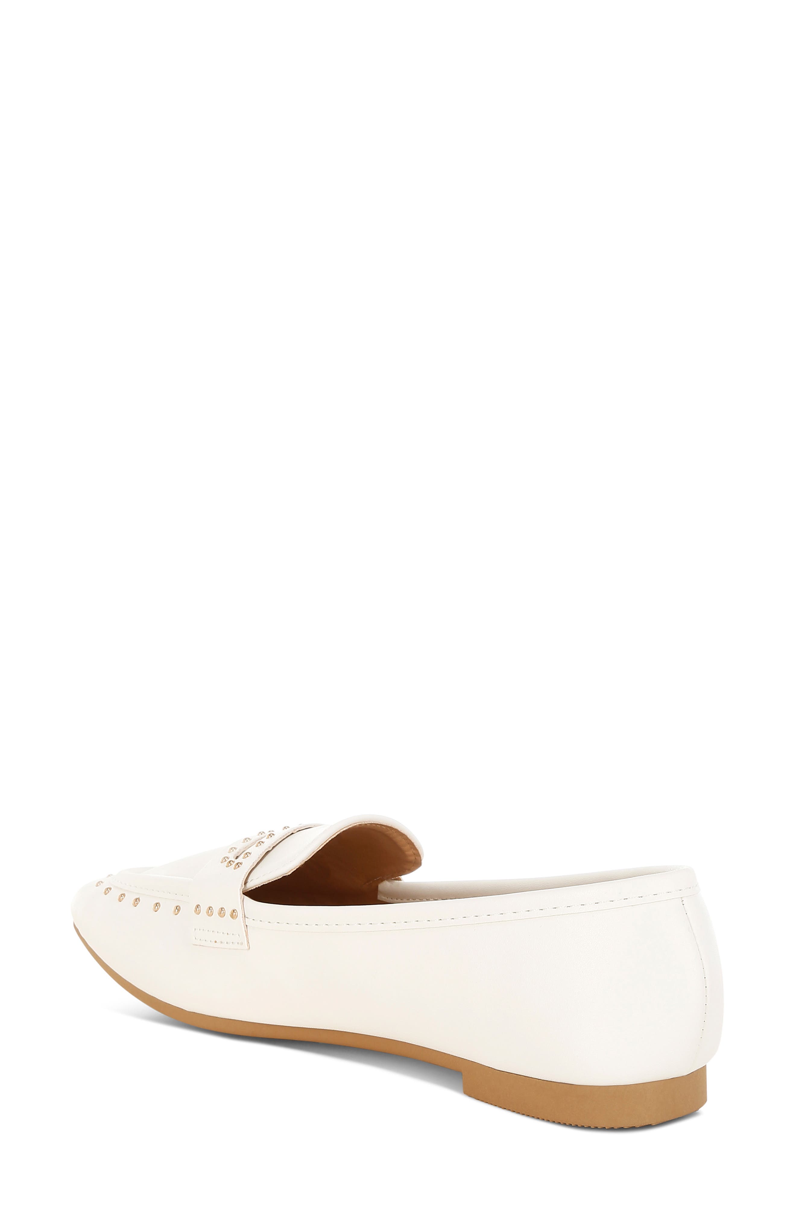 LONDON RAG Dorlina Studded Flat, Alternate, color, White