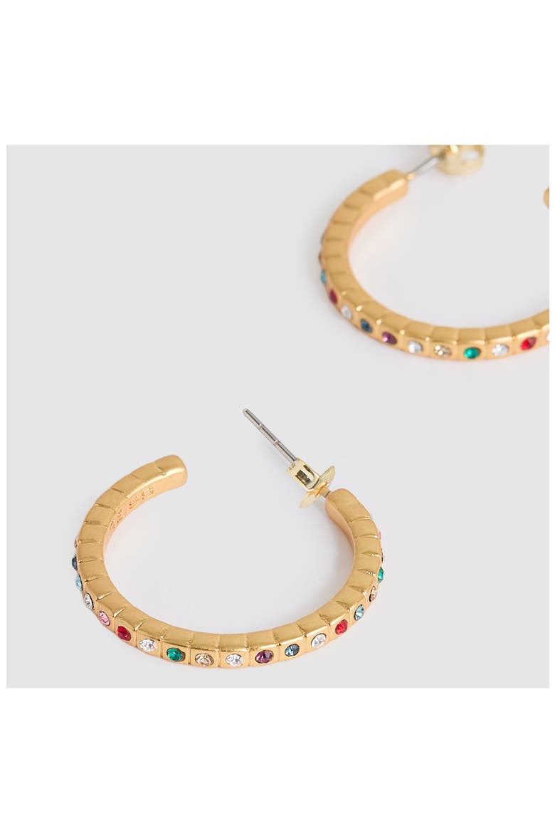 Sade Crystal Hoop Earrings, Alternate, color, GOLD TONE/ MULTI CRYSTAL