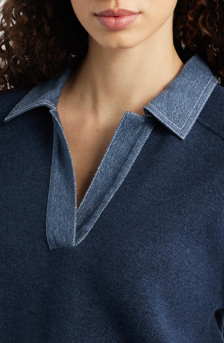 rag & bone Marie Denim Polo Sweater, Alternate, color,