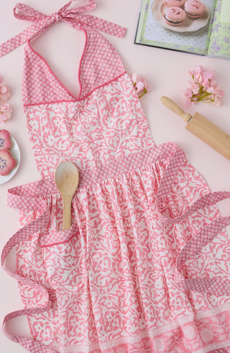 Design Imports Pink Ophelia Cotton Apron, Alternate, color, Pink