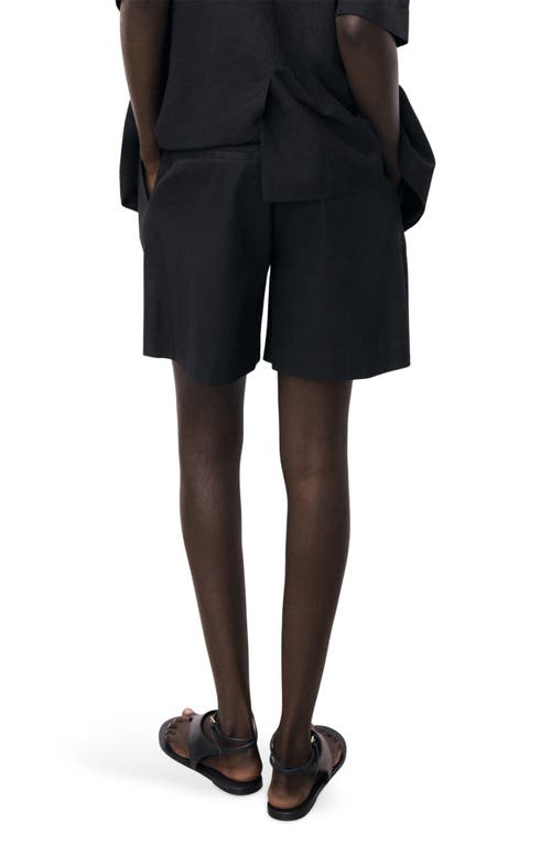 Mango Belted Linen Blend Shorts In Black