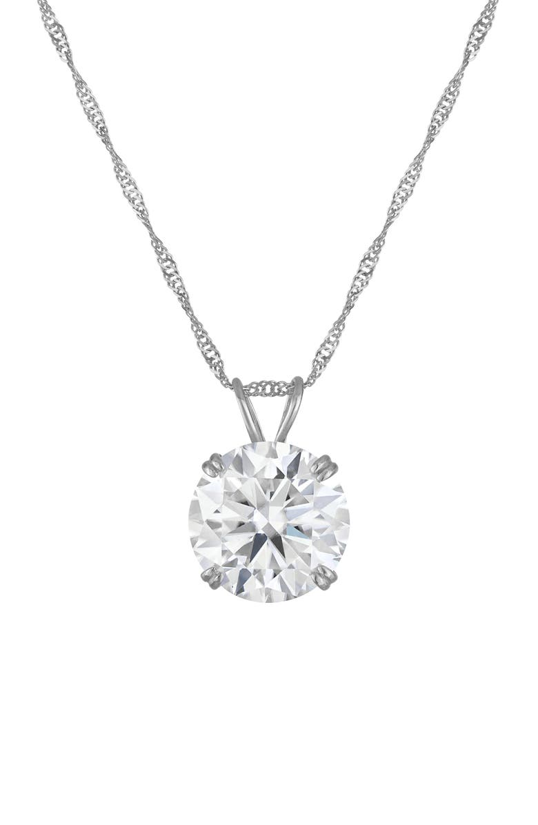FZN 14k Gold Moissanite Pendant Necklace, Main, color, Silver