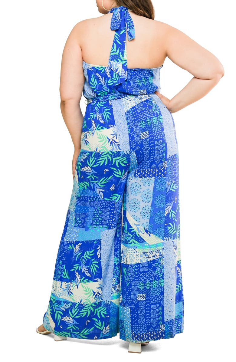 FLYING TOMATO Halter Woven Jumpsuit, Alternate, color, Blue Combo