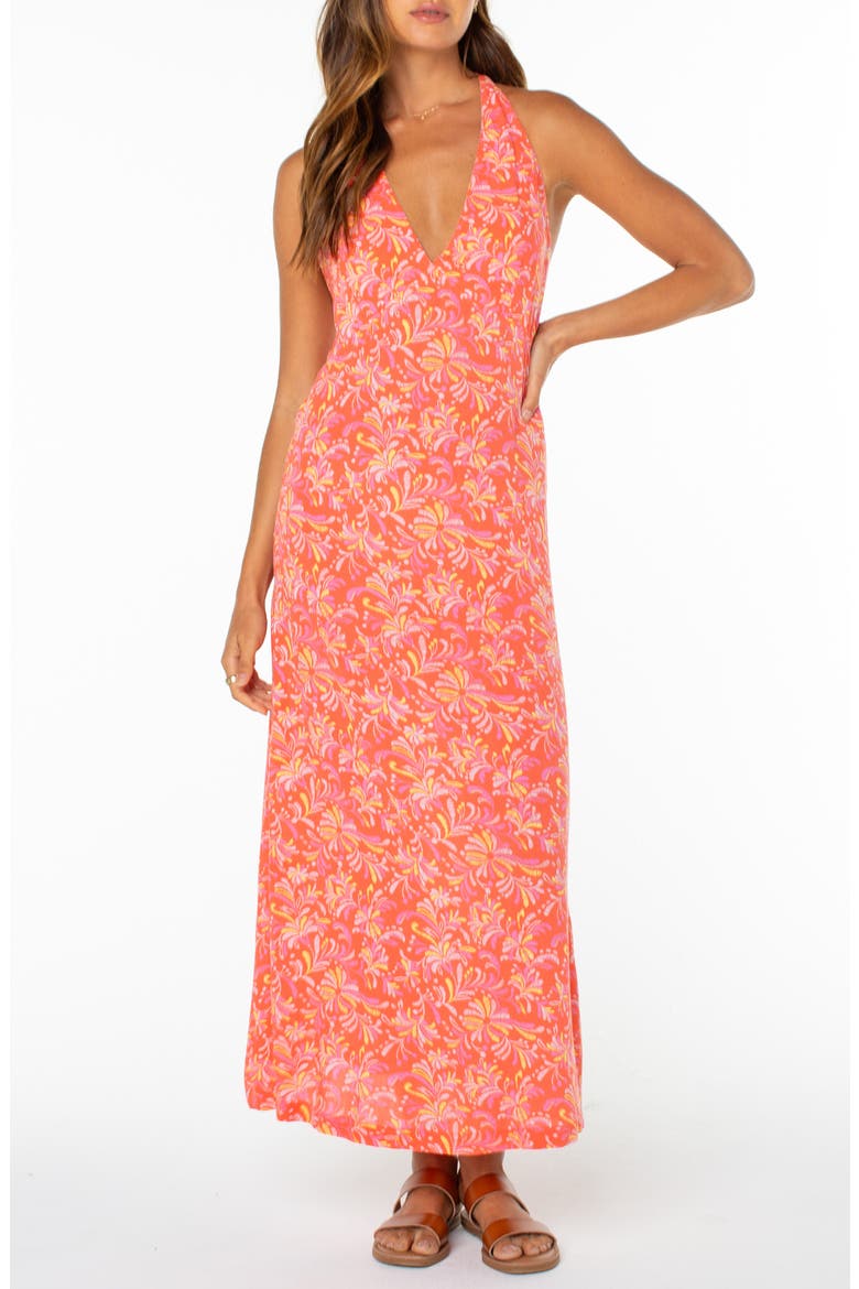 Beach Day Maxi Dress, Main, color, HOT CORAL