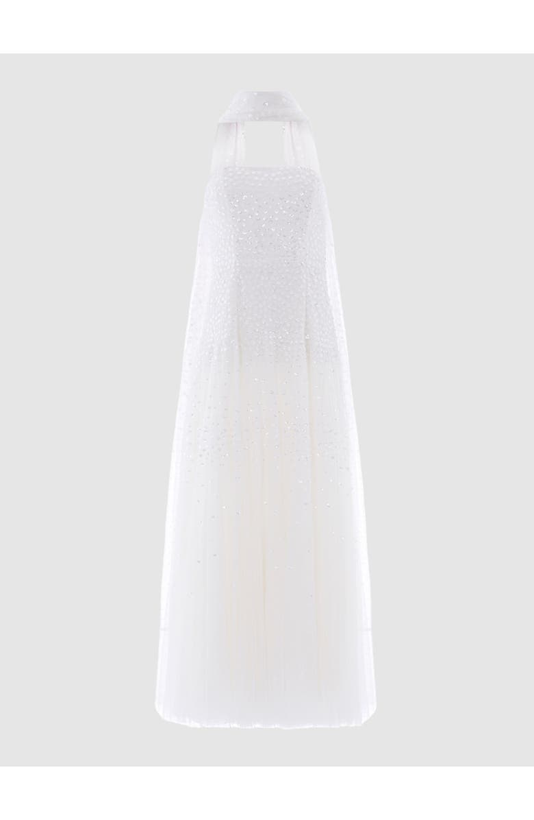 Needle & Thread Sunrise Sequin Strapless Cape Gown, Alternate, color, Swan White