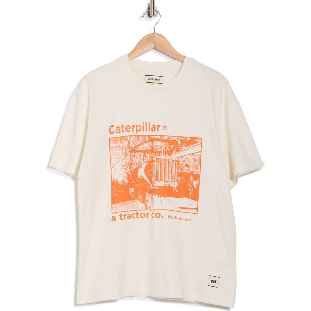 Cat Wwr Vintage Mechanic Cotton Graphic T-shirt In Vanilla