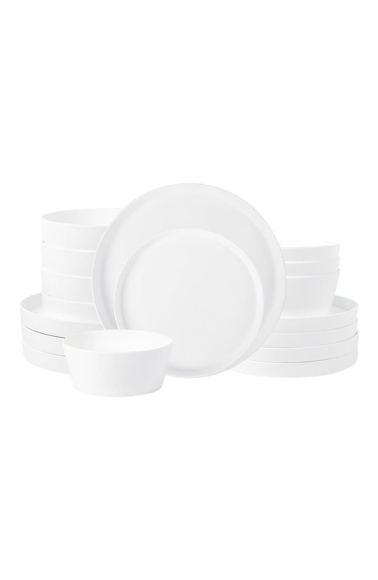 Stone Lain Fosca Bone China 16-Piece Dinnerware Set, Main, color, Matte White