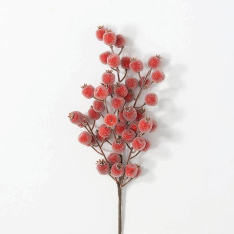 Sullivan's Christmas Berry Spray, Red Faux Floral Stem for Crafting, Weddings, Home and Holiday Decoration, 24.5 Inch