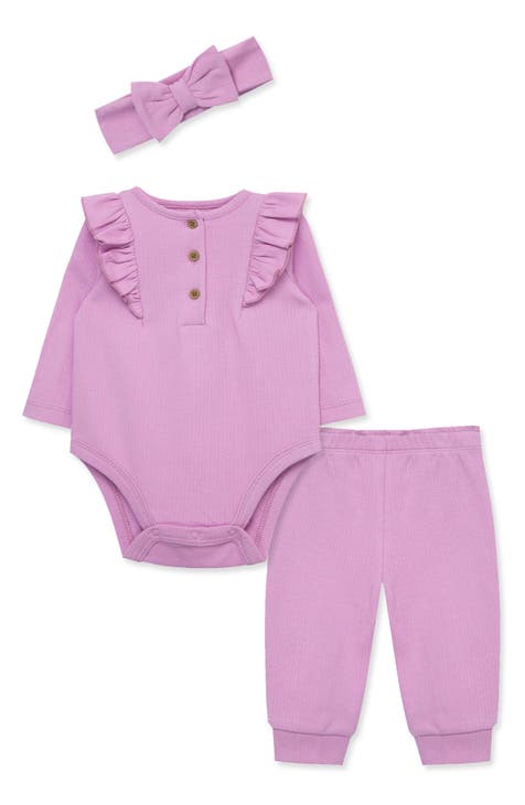 Ruffle Bodysuit, Joggers & Headband Set (Baby)