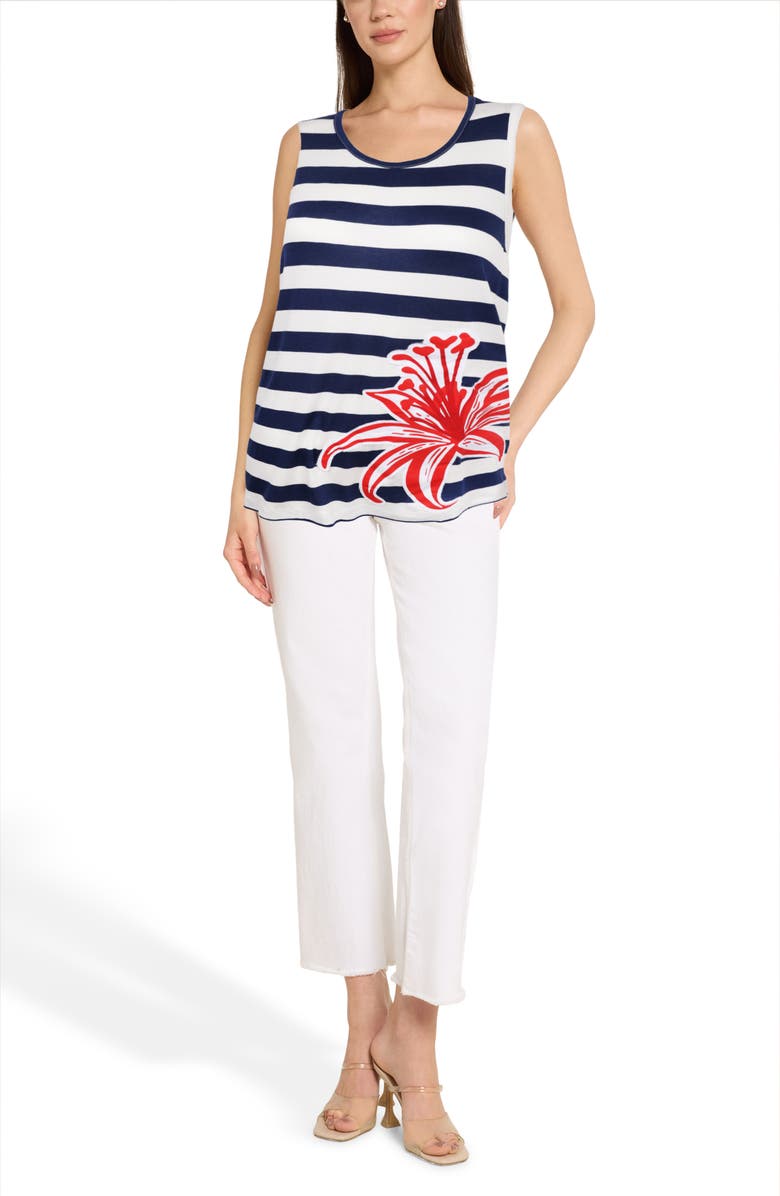 CARIBBEAN JOE The Everyday Stripe Tank, Alternate, color, Navy Multi