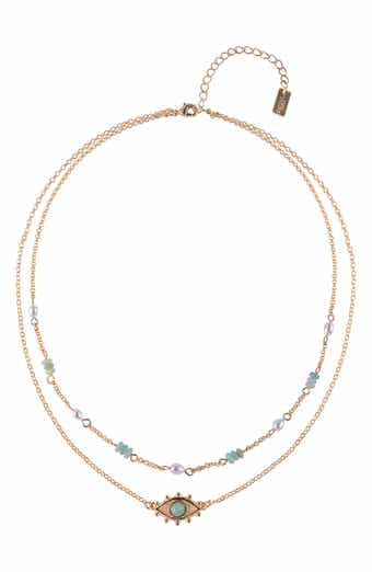 RACHEL Rachel Roy Faux Pearl & Stone Evil Eye Pendant Layered Necklace