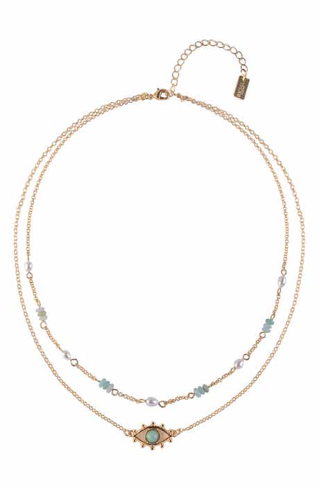 RACHEL Rachel Roy Faux Pearl & Stone Evil Eye Pendant Layered Necklace