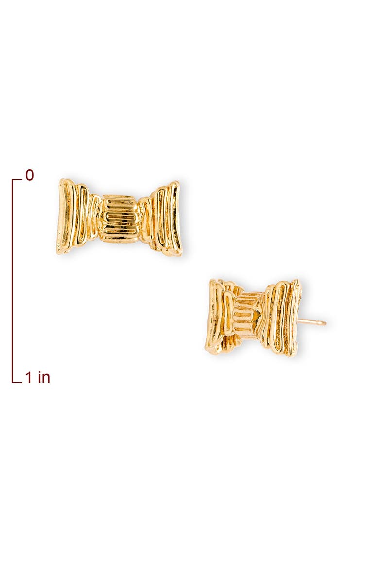 'all wrapped up' bow stud earrings, Alternate, color, GOLD