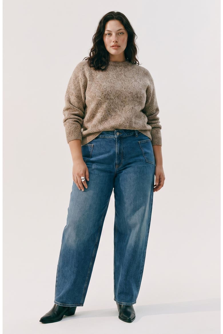 High Waist Barrel Leg Jeans, Alternate, color, MEDIUM BLUE DENIM