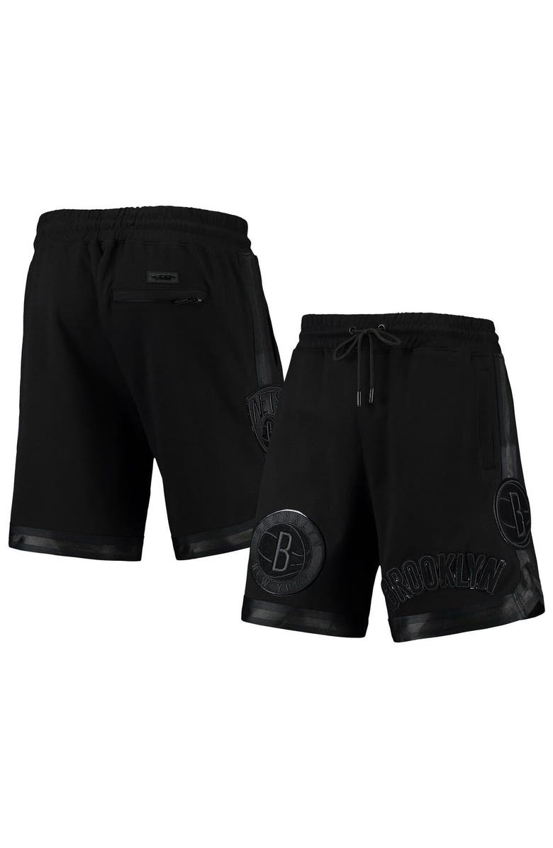 PRO STANDARD Men's Pro Standard Brooklyn Nets Triple Black Gloss Logo Shorts, Alternate, color, Black