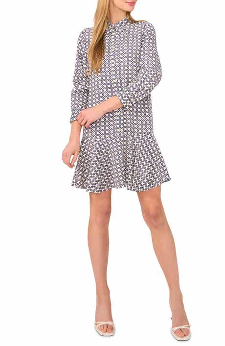 Ted Baker Geo Print Long Sleeve Mini Shirtdress