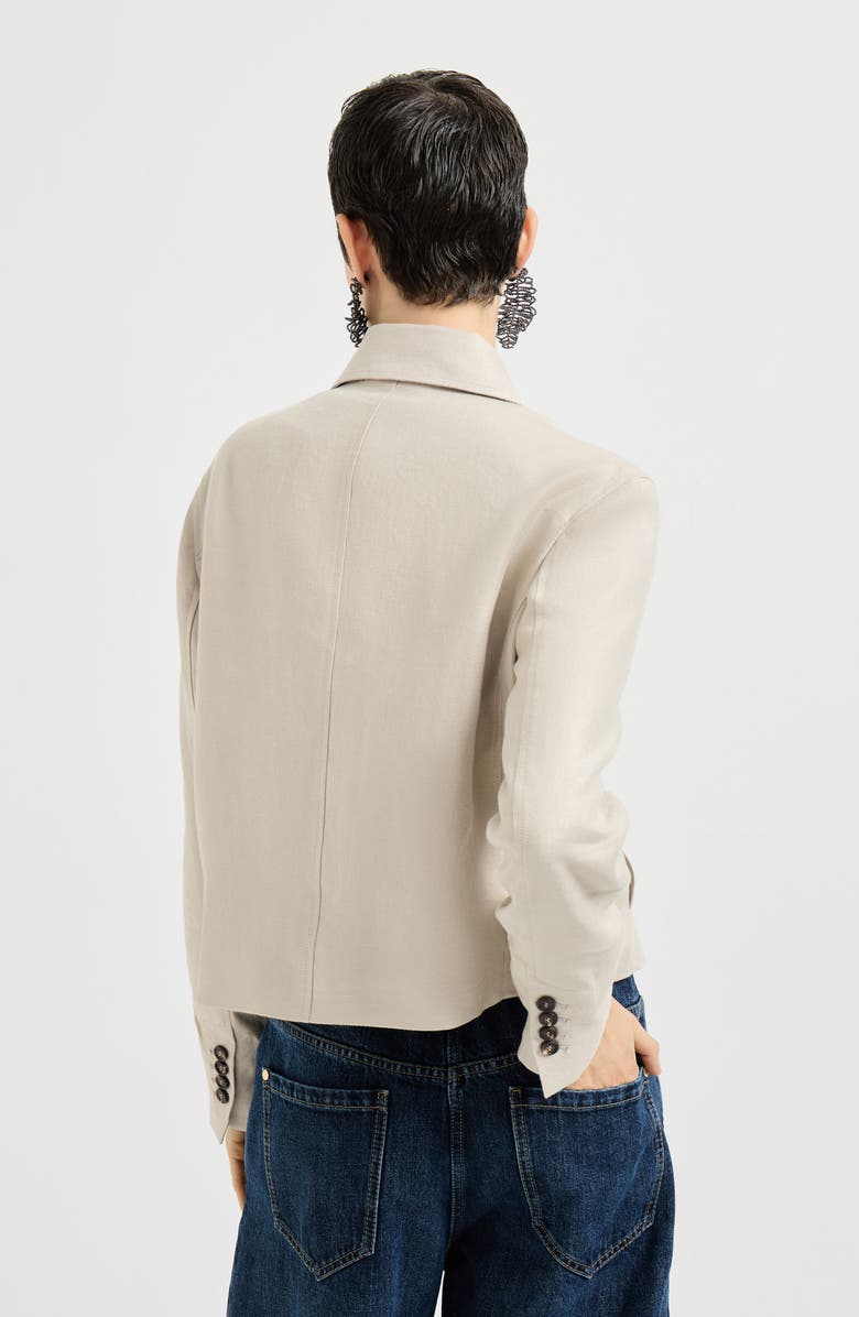 Brunello Cucinelli Linen diagonal jacket, Alternate, color, Beige