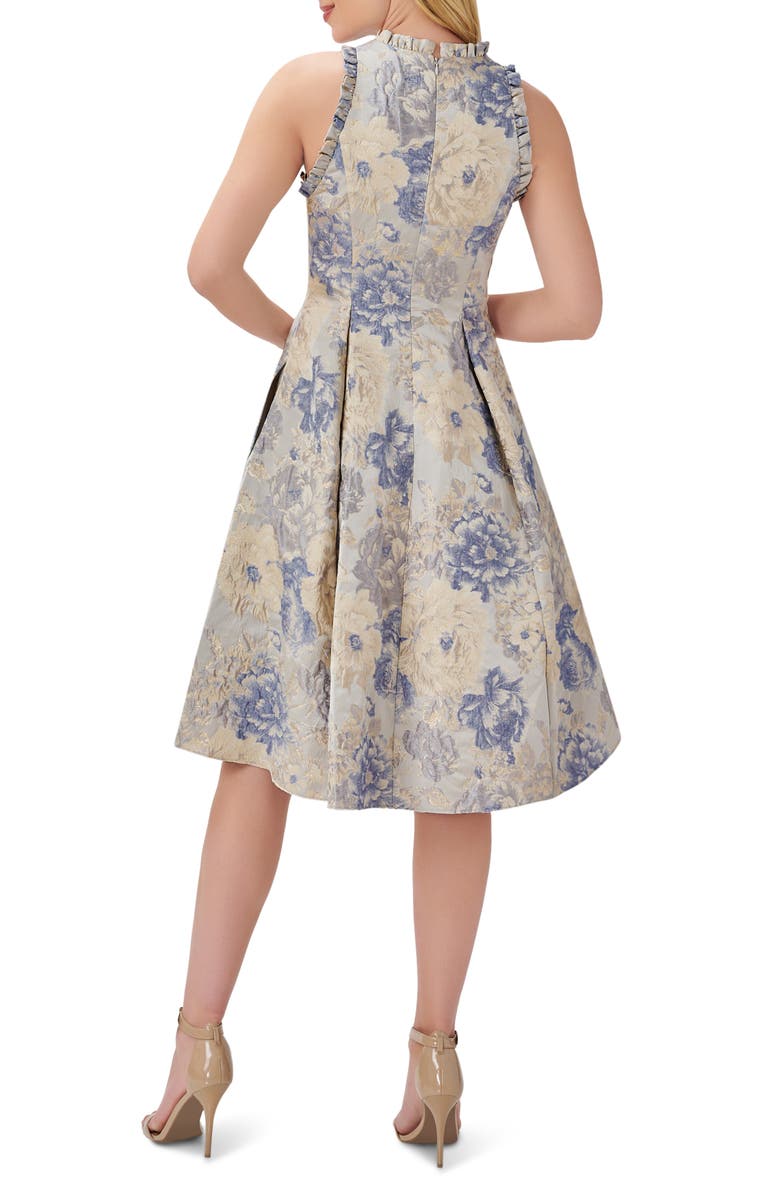 Adrianna Papell Ruffle Metallic Jacquard Sleeveless Fit & Flare Dress, Alternate, color,