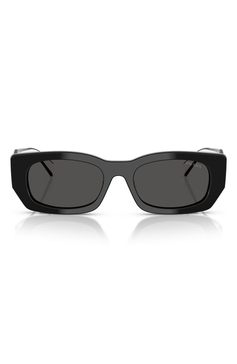 Prada 53mm Pillow Sunglasses, Main, color, 09Q08z53 Black