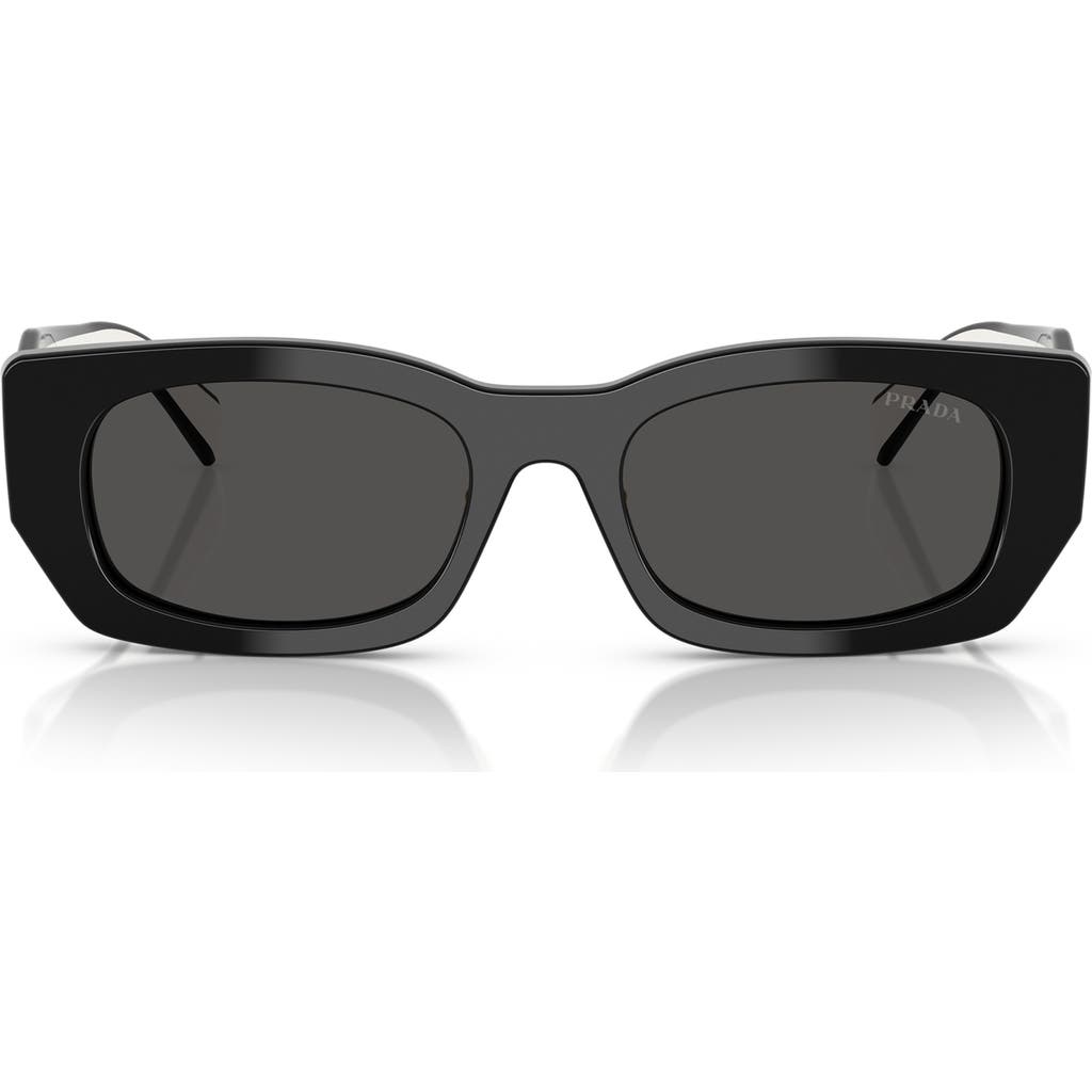 Prada Dark Grey Rectangular Ladies Sunglasses Pr B05s 09q08z 53 In 09q08z53 Black