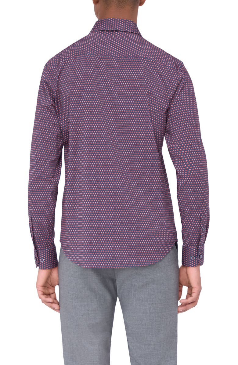 Bugatchi James OoohCotton<sup>®</sup> Dot Button-Up Shirt, Alternate, color, Ruby