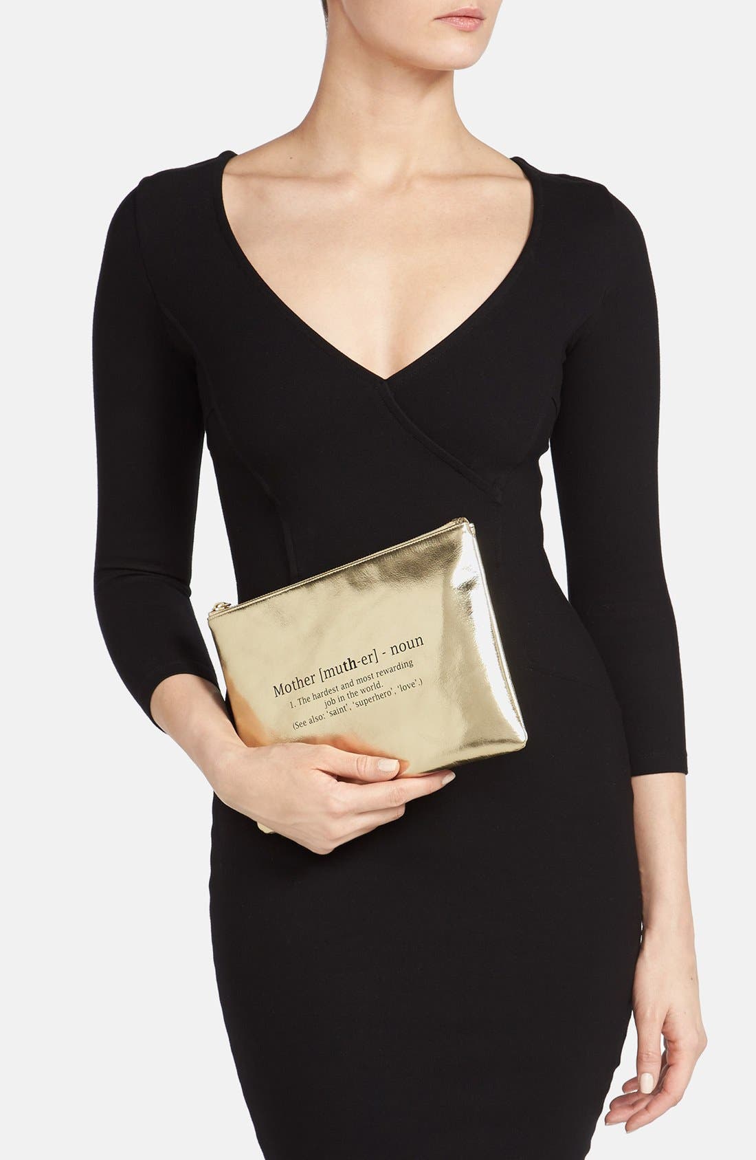 Leather Clutch, Alternate, color, GOLD/ DEFINITION