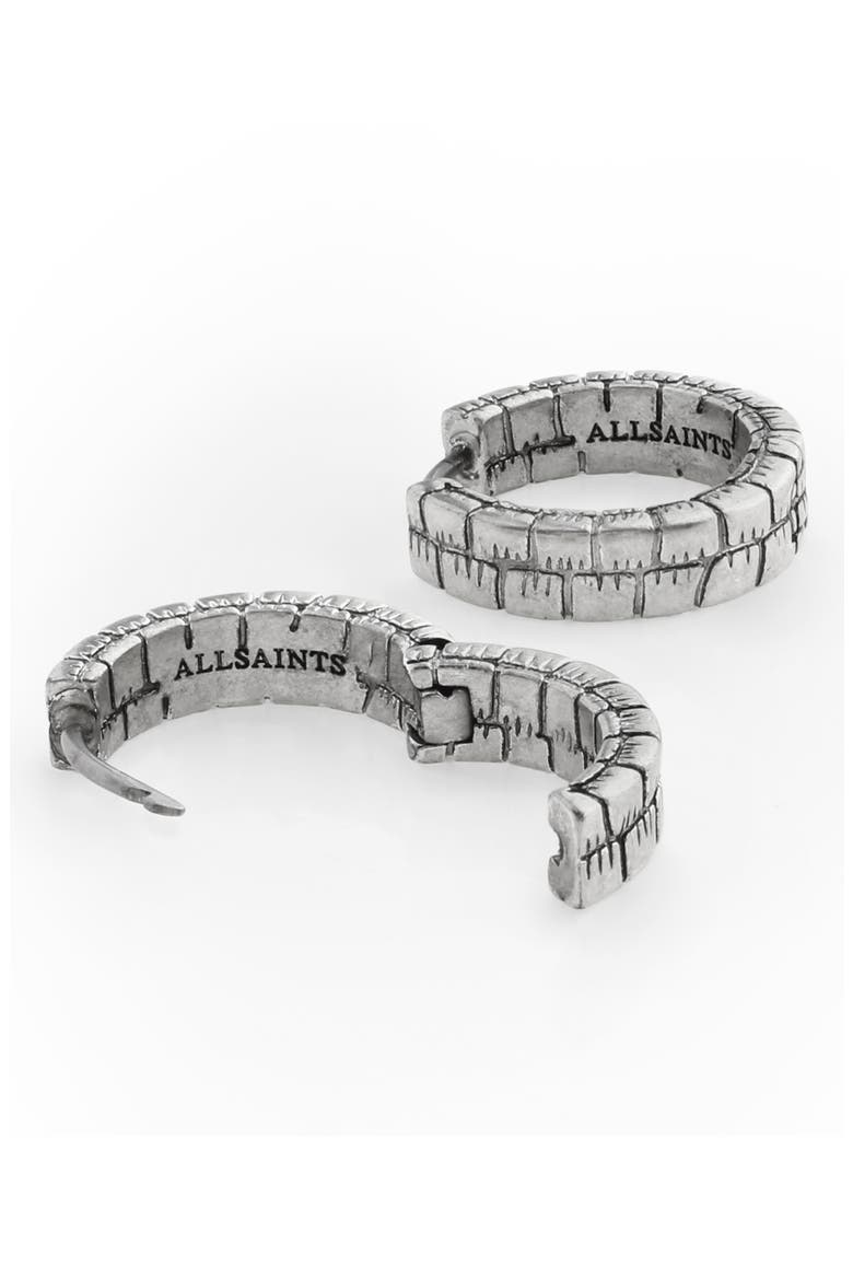 Croc Embossed Huggie Hoop Earrings, Alternate, color, WARM SILVER