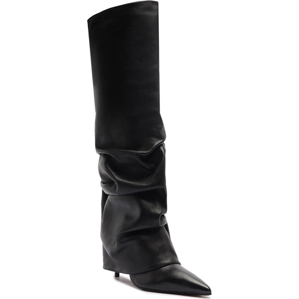 Schutz Mikki Up Cloak Pointed Toe Knee High Boot In Black