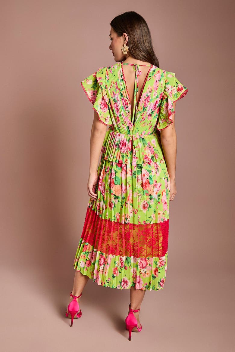 Lace Wrap Midi Dress, Alternate, color, Green