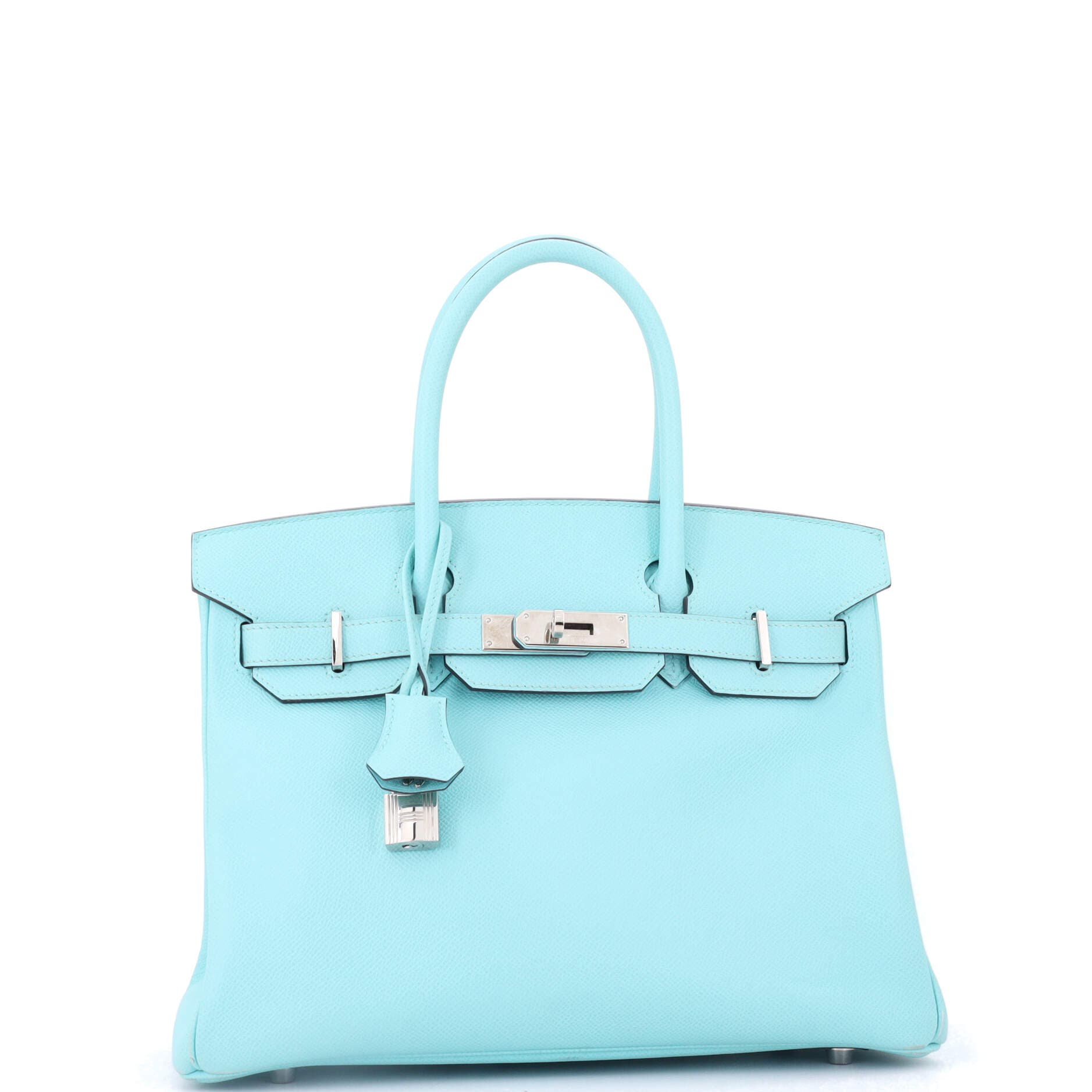 Pre-Owned Hermes Birkin Handbag Blue Epsom with Palladium Hardware 30, Alternate, color, Bleu Atoll
