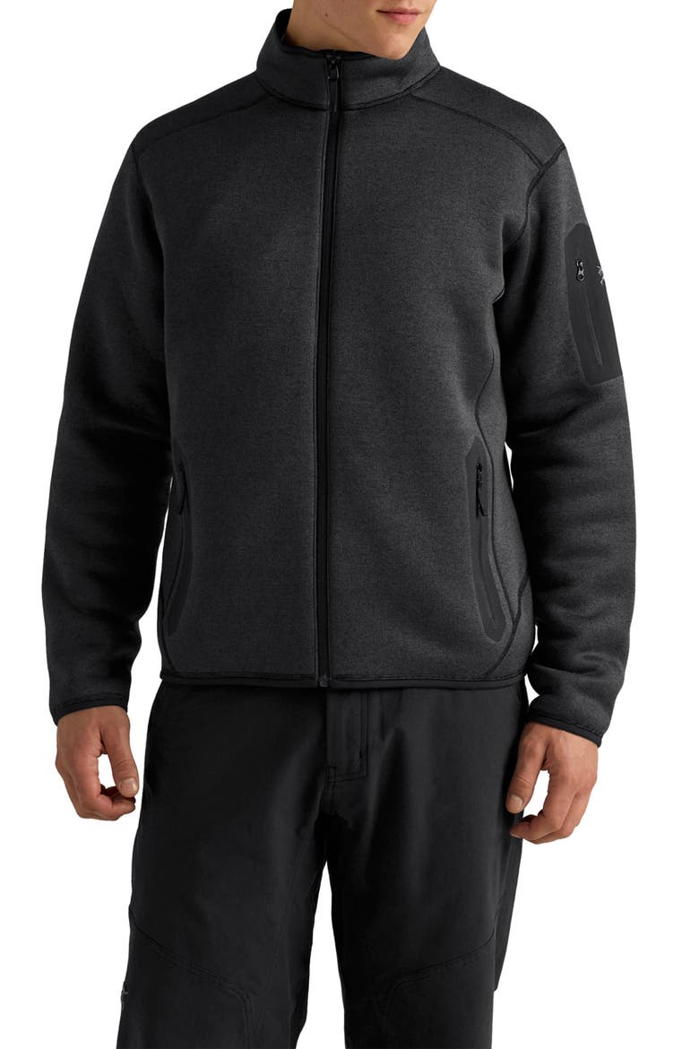 Covert Full Zip Fleece Cardigan, Main, color, BLACK HEATHER