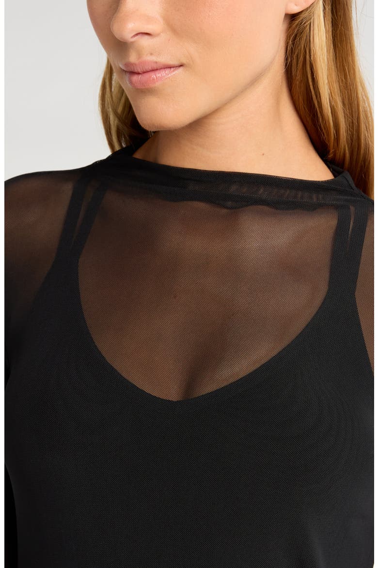 Women's Sheer Luck Long Sleeve Mesh T-Shirt, Alternate, color, BLACK ZELTEK