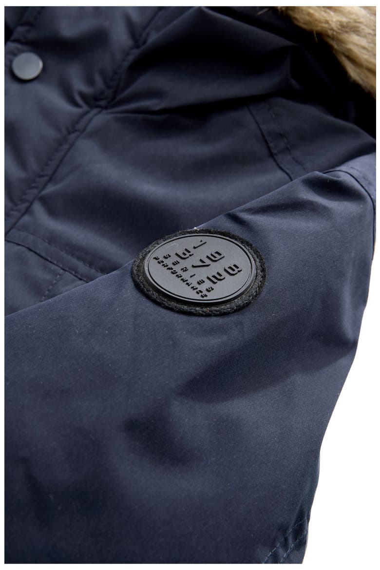 Kids Water Resistant Faux Fur Trim Insulated Coat, Alternate, color, BLUE