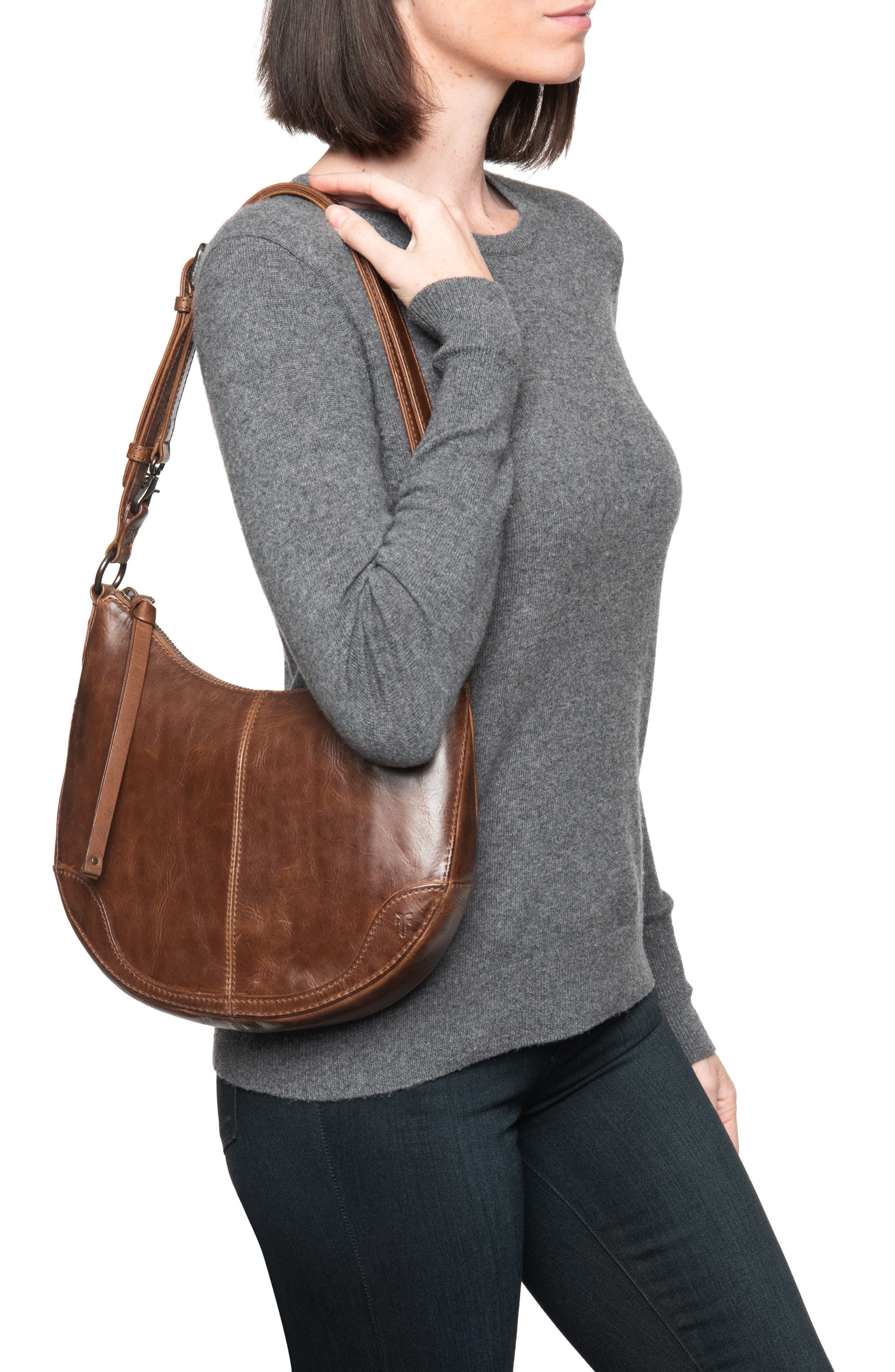 Frye Melissa Small Leather Scoop Hobo, Alternate, color, 
