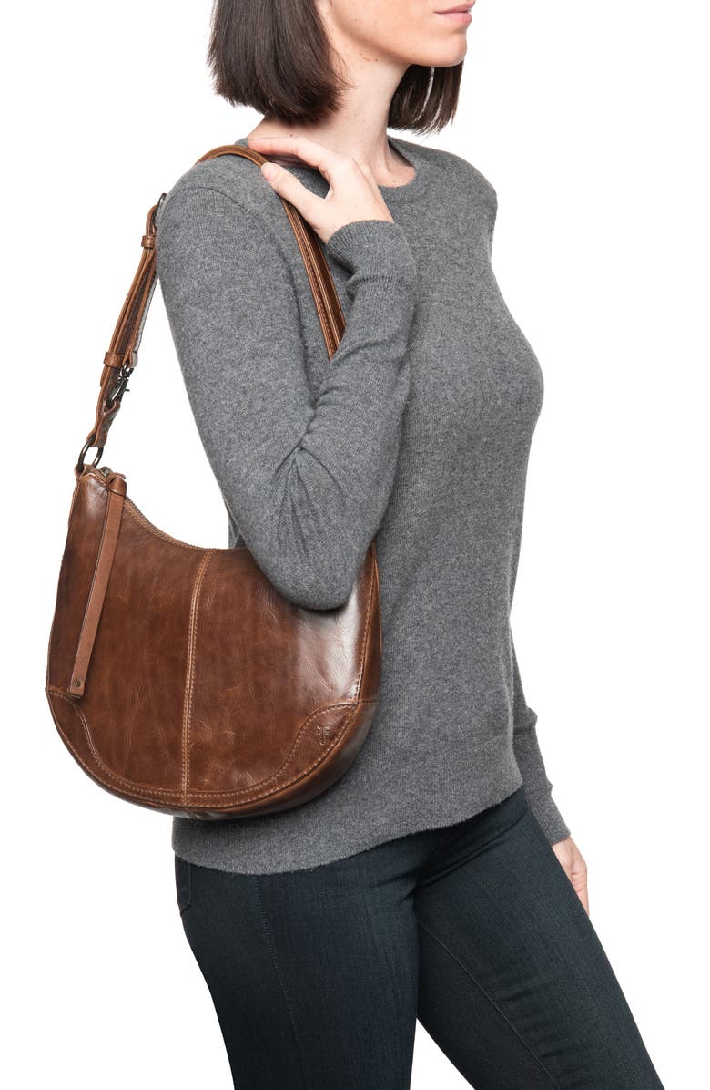 Frye Melissa Small Leather Scoop Hobo, Alternate, color,