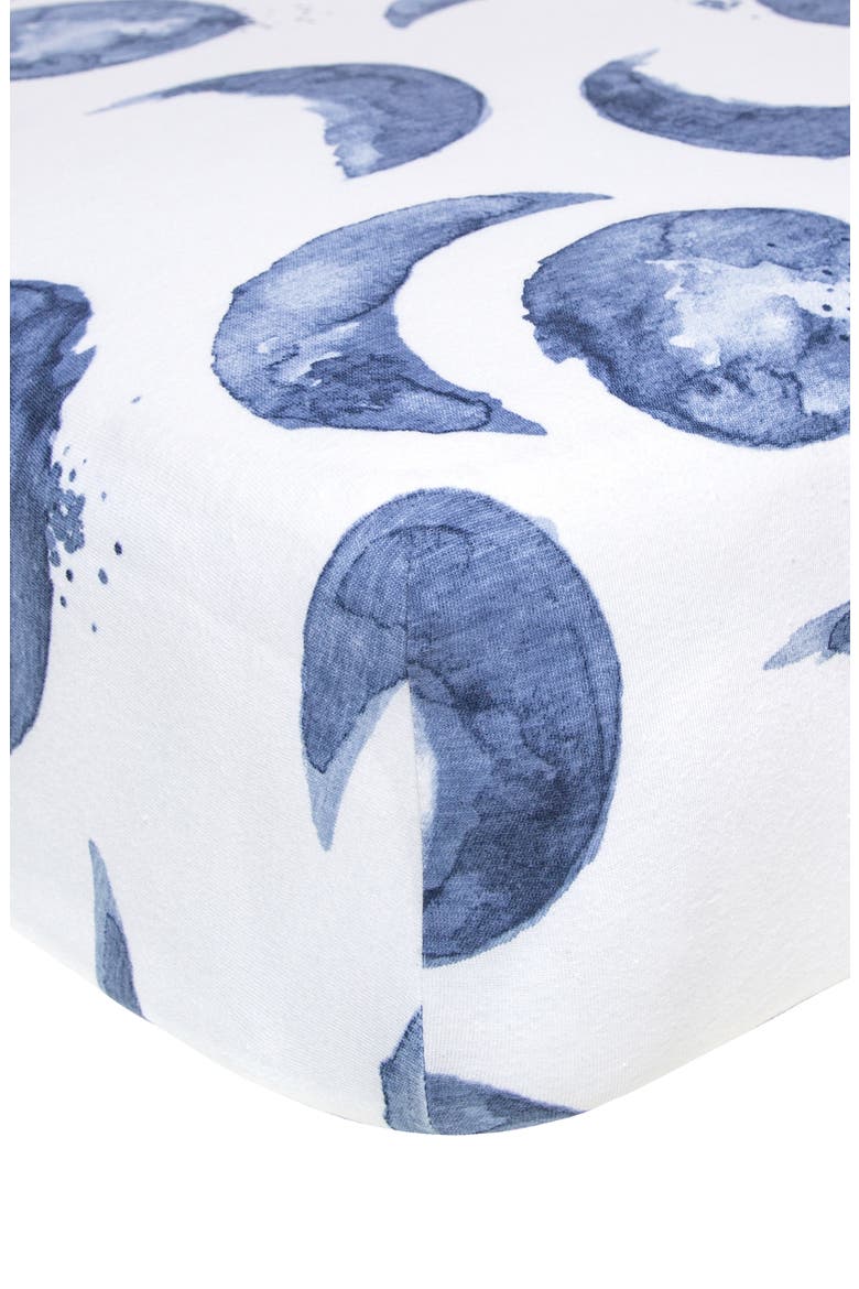 Hello Moon BEESNUG® Organic Cotton Fitted Crib Sheet, Main, color, INDIGO