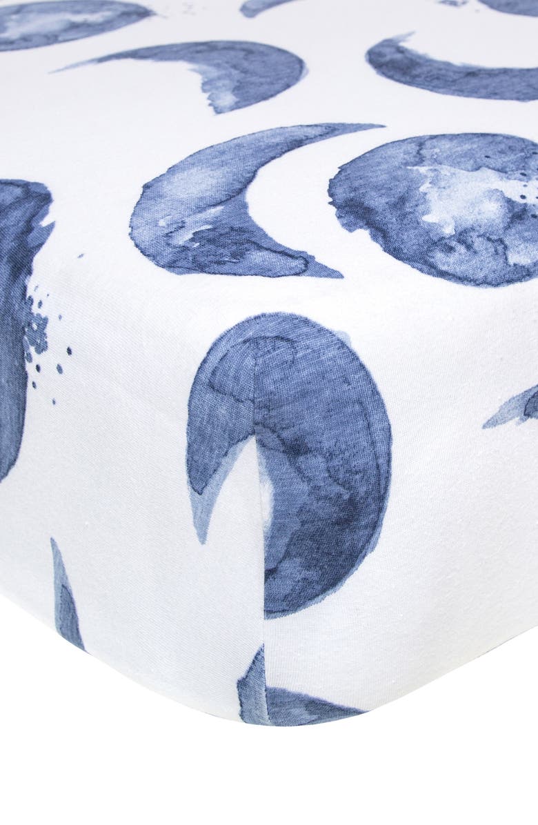 Burt's Bees Hello Moon BEESNUG<sup>®</sup> Organic Cotton Fitted Crib Sheet, Main, color, 