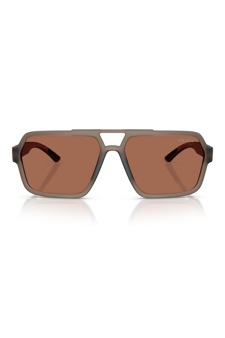 59mm Pilot Sunglasses, Main, color, TRANSPARENT BROWN / BROWN