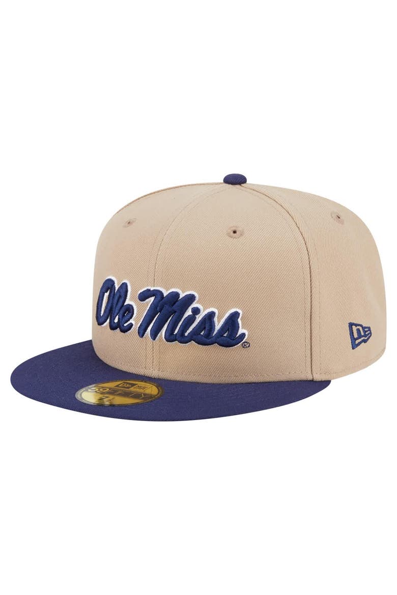 Men's New Era  Khaki Ole Miss Rebels Two-Tone 59FIFTY Fitted Hat, Main, color, Khaki