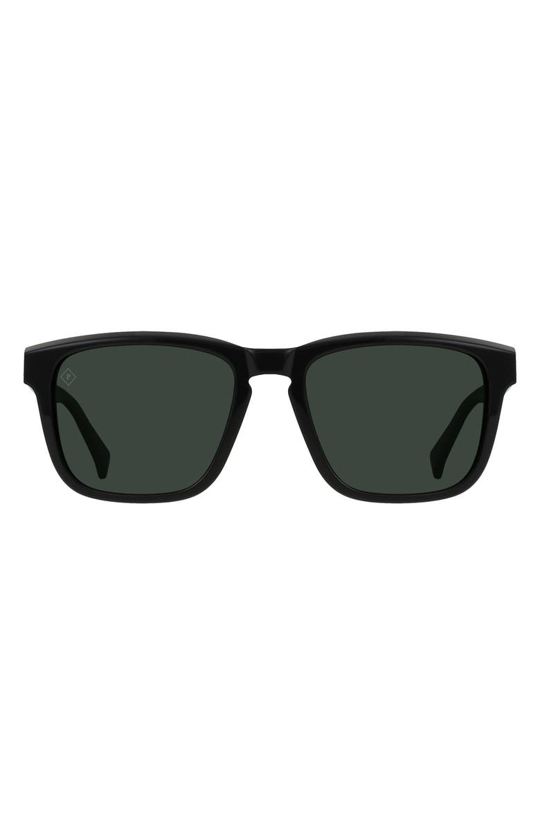 RAEN Lumis 54mm Polarized Square Sunglasses, Main, color, Recycled Black/ Green Polar