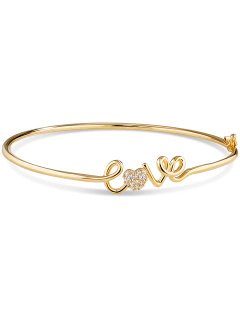 Love Script Bangle Bracelet in 14K Gold
