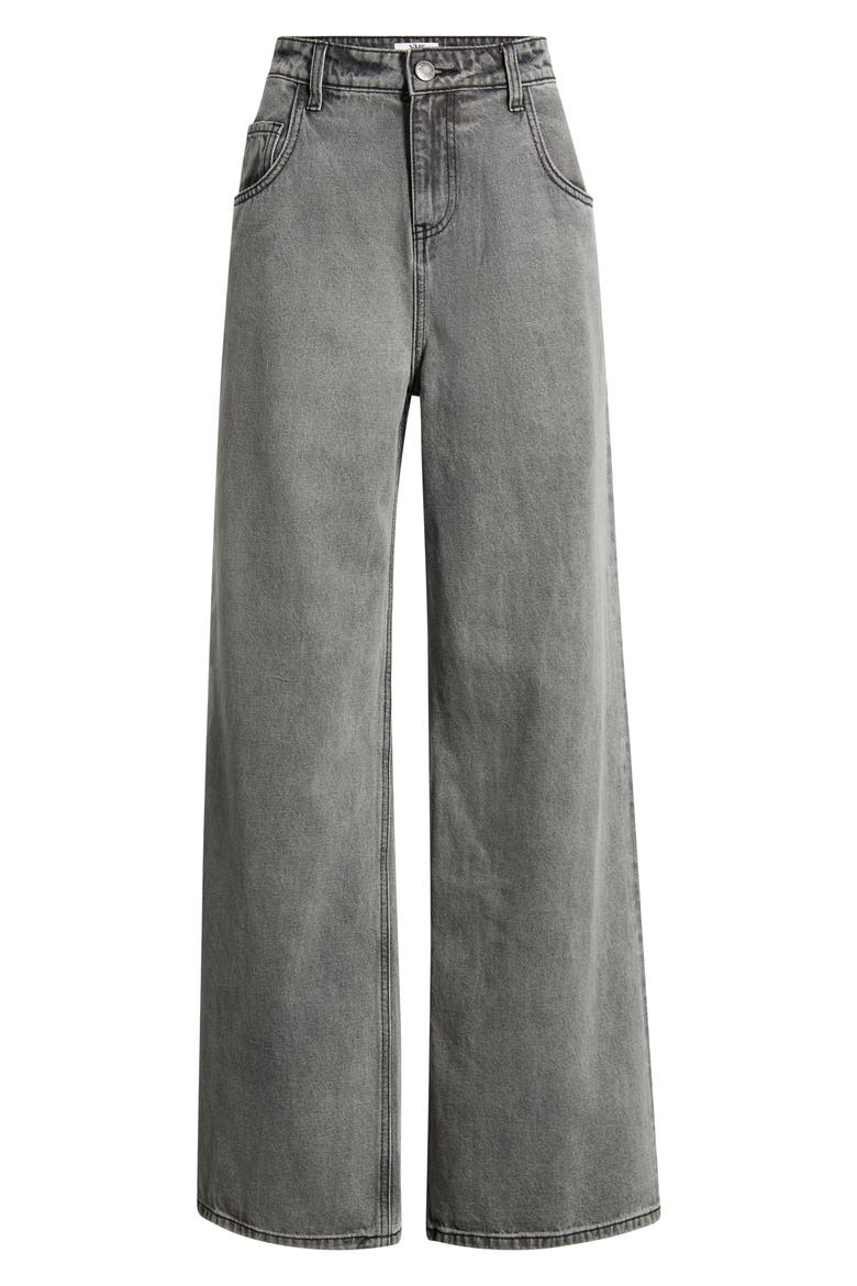 Love Print Relaxed Superwide Leg Jeans, Alternate, color, GREY