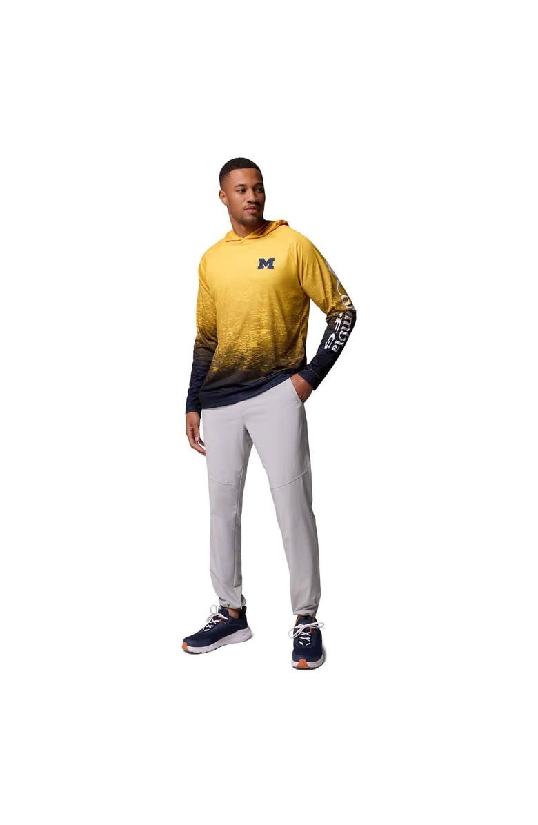 Columbia Men's Columbia  Maize Michigan Wolverines PFG Gradient Water Super Terminal Tackle Hoodie Omni-Wick T-Shirt, Alternate, color, 
