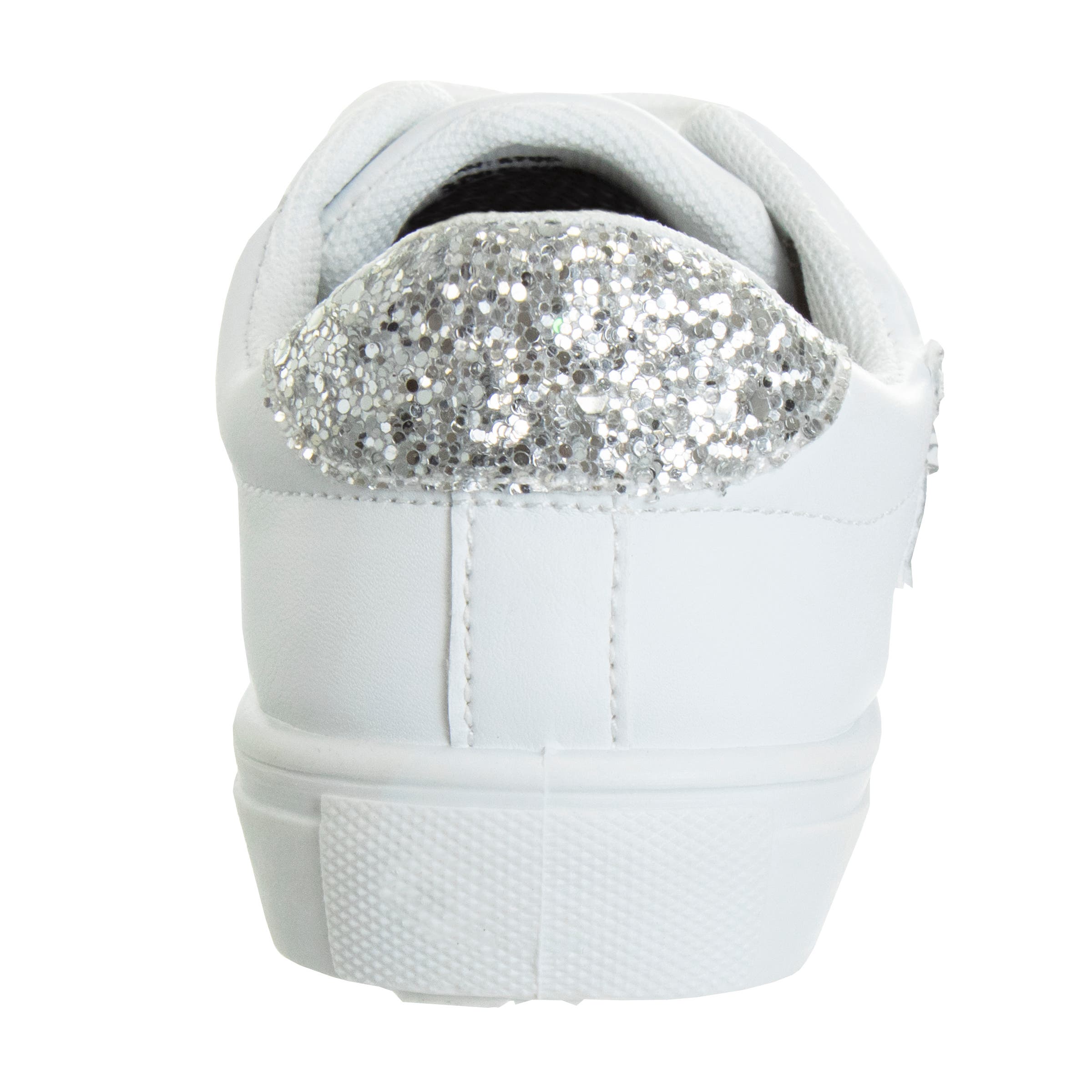 Kensie Girl Lace Up Glittery Casual Sneakers, Alternate, color, White  Silver