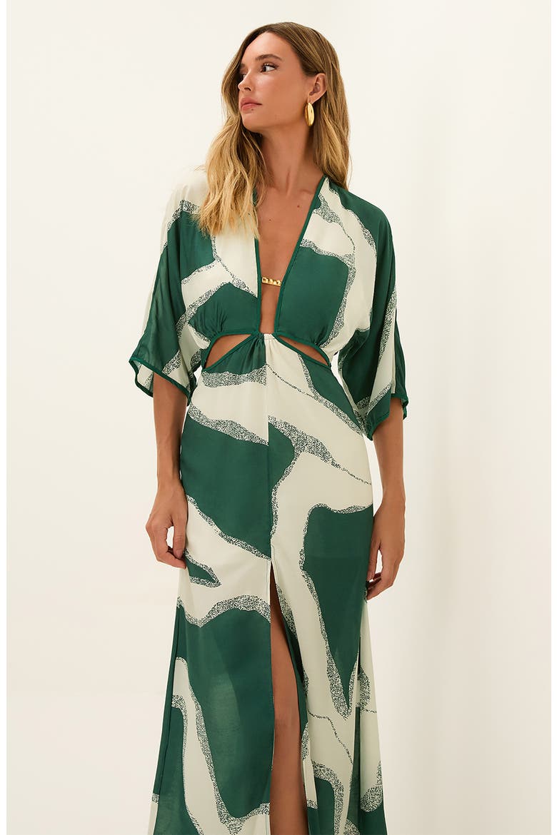 Enigma Carrie Cutout Cover-Up Dress, Alternate, color, GREEN MULTI